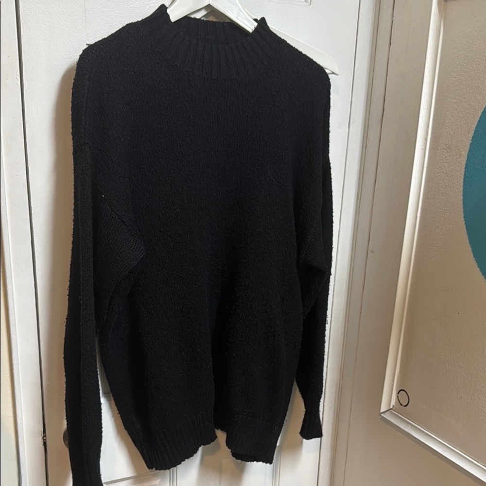 Bershka Black Crewneck Sweater Classic Knit